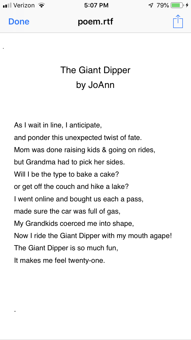 image of giant dipper poem