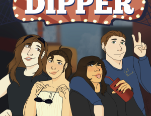 drawing of a group of friends at the giant dipper