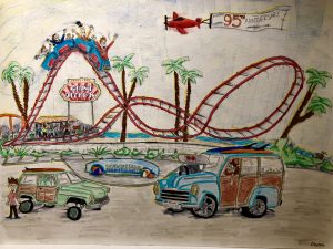 drawing of cars in front of the big dipper
