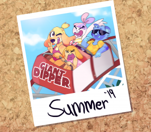 art image of characters riding the giant dipper