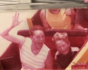mom and son on the giant dipper